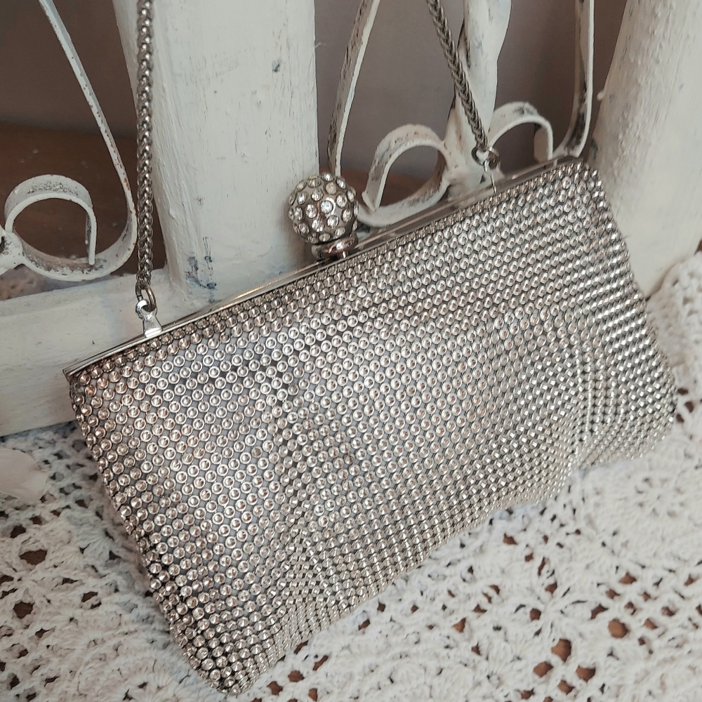 Whiting & Davis Crystal Ball Mesh Clutch Bag !